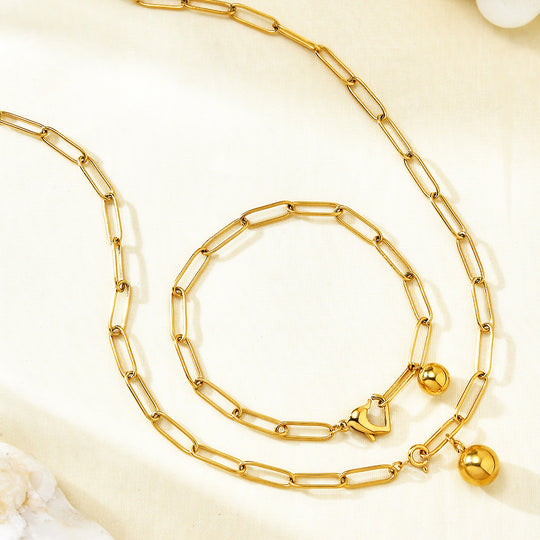Paperclip Chain Orb Pendant Necklace | Gold | Luxe4431 - Luxe Necklace | Singapore Jewellery, Wedding Rings &amp; Gifts | Same Day Delivery | Tiara.com.sg