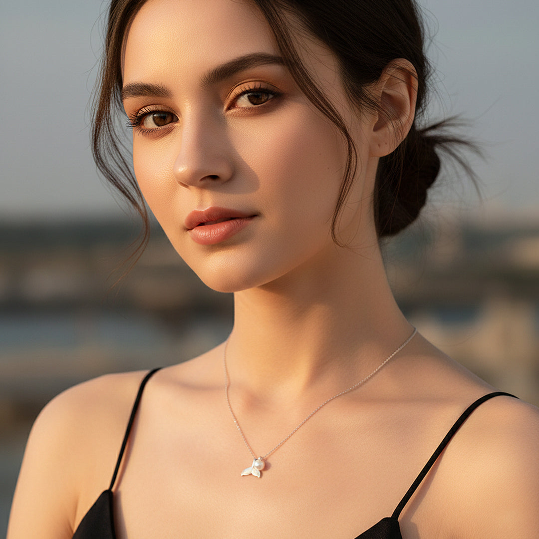 Mermaid Tail Pearl Pendant Necklace | Gold/Silver | Luxe4438 - Luxe Necklace | Singapore Jewellery, Wedding Rings &amp; Gifts | Same Day Delivery | Tiara.com.sg