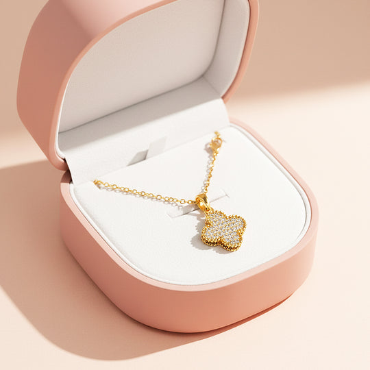 Pavé Pendant Necklace | Gold | Luxe4441 - Luxe Necklace | Singapore Jewellery, Wedding Rings &amp; Gifts | Same Day Delivery | Tiara.com.sg