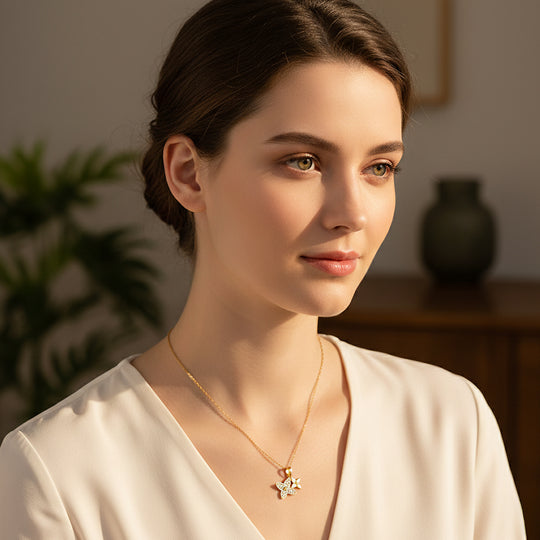 Floral Pendant Necklace | Gold/Silver | Luxe4442 - Luxe Necklace | Singapore Jewellery, Wedding Rings &amp; Gifts | Same Day Delivery | Tiara.com.sg