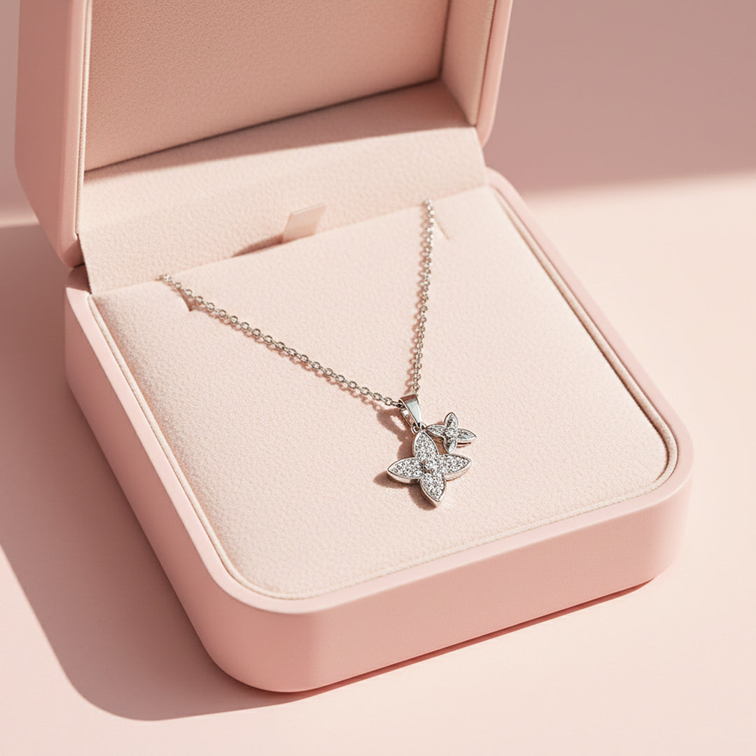 Floral Pendant Necklace | Gold/Silver | Luxe4442 - Luxe Necklace | Singapore Jewellery, Wedding Rings &amp; Gifts | Same Day Delivery | Tiara.com.sg