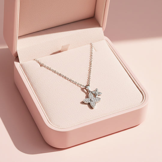 Floral Pendant Necklace | Gold/Silver | Luxe4442 - Luxe Necklace | Singapore Jewellery, Wedding Rings &amp; Gifts | Same Day Delivery | Tiara.com.sg