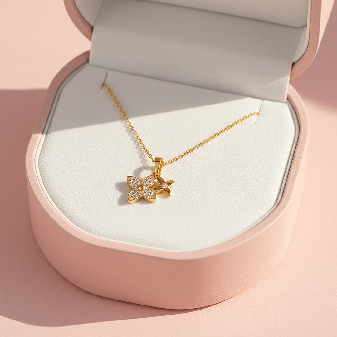 Floral Pendant Necklace | Gold/Silver | Luxe4442 - Luxe Necklace | Singapore Jewellery, Wedding Rings &amp; Gifts | Same Day Delivery | Tiara.com.sg