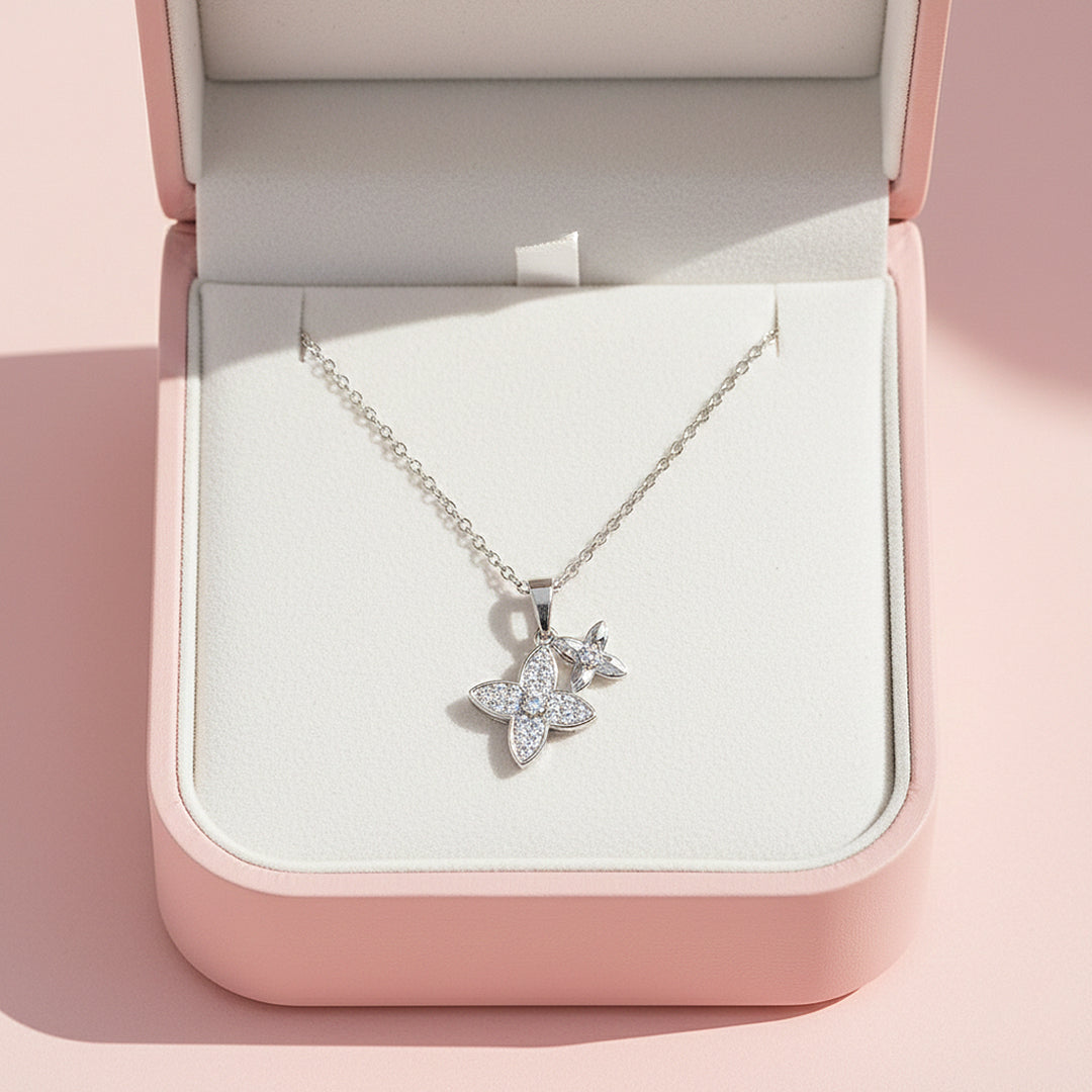 Floral Pendant Necklace | Gold/Silver | Luxe4442 - Luxe Necklace | Singapore Jewellery, Wedding Rings &amp; Gifts | Same Day Delivery | Tiara.com.sg