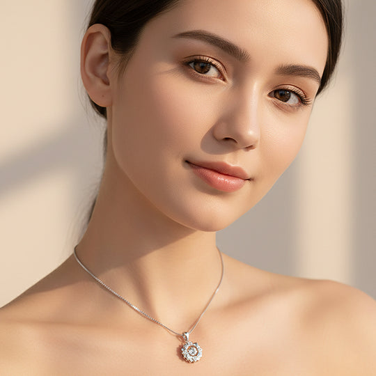 Floral Pendant Necklace | Silver | Luxe4443 - Luxe Necklace | Singapore Jewellery, Wedding Rings &amp; Gifts | Same Day Delivery | Tiara.com.sg