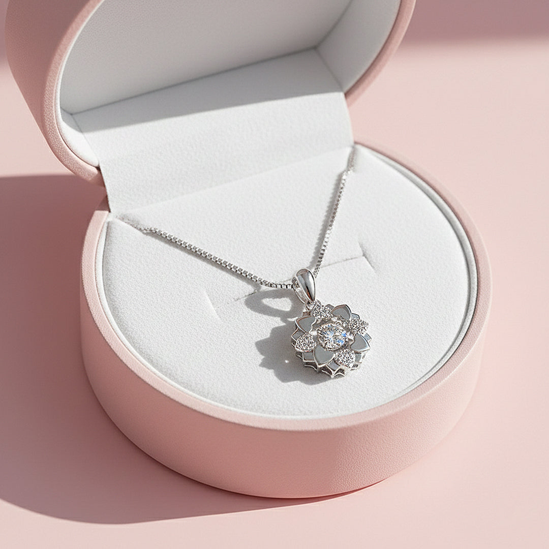 Floral Pendant Necklace | Silver | Luxe4443 - Luxe Necklace | Singapore Jewellery, Wedding Rings &amp; Gifts | Same Day Delivery | Tiara.com.sg