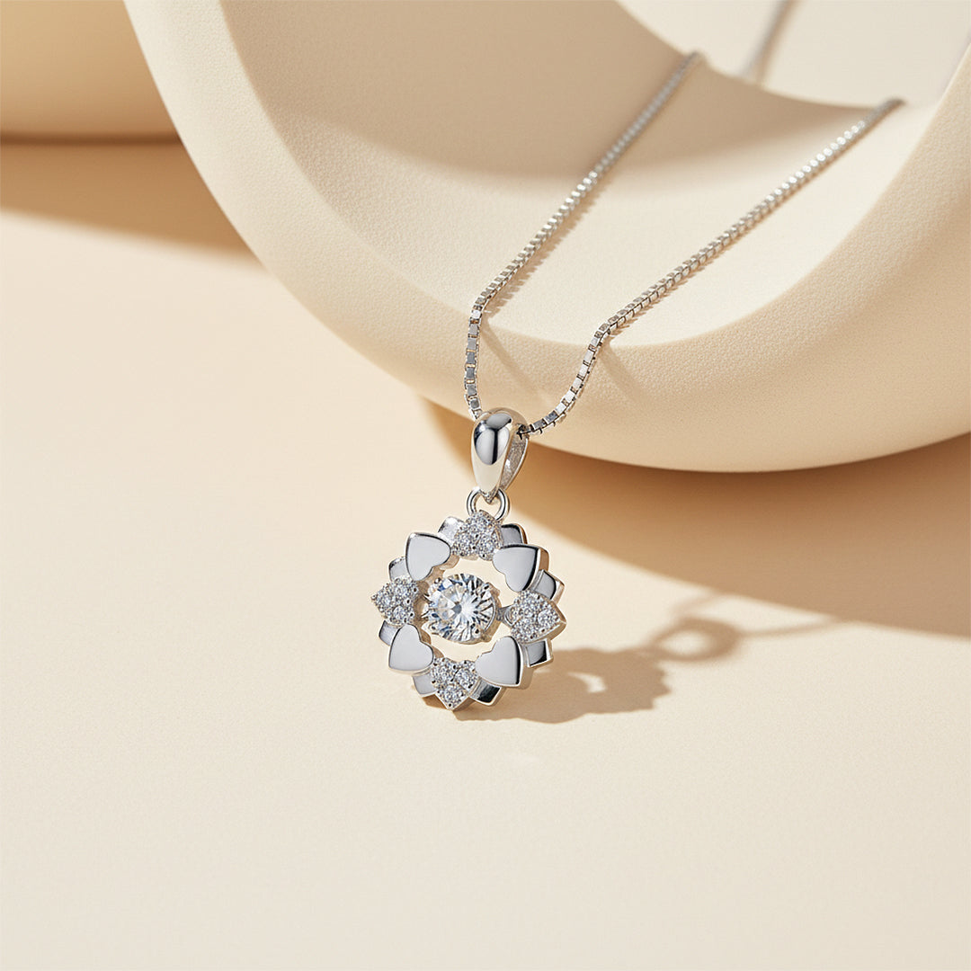 Floral Pendant Necklace | Silver | Luxe4443 - Luxe Necklace | Singapore Jewellery, Wedding Rings &amp; Gifts | Same Day Delivery | Tiara.com.sg