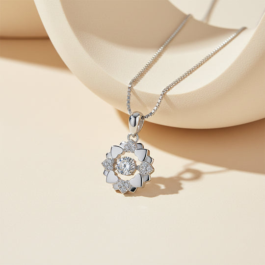 Floral Pendant Necklace | Silver | Luxe4443 - Luxe Necklace | Singapore Jewellery, Wedding Rings &amp; Gifts | Same Day Delivery | Tiara.com.sg