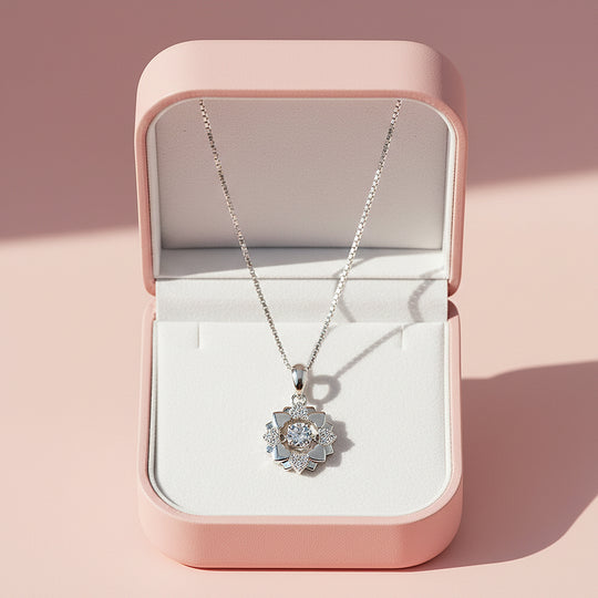Floral Pendant Necklace | Silver | Luxe4443 - Luxe Necklace | Singapore Jewellery, Wedding Rings &amp; Gifts | Same Day Delivery | Tiara.com.sg
