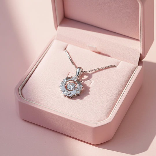 Floral Pendant Necklace | Silver | Luxe4443 - Luxe Necklace | Singapore Jewellery, Wedding Rings &amp; Gifts | Same Day Delivery | Tiara.com.sg