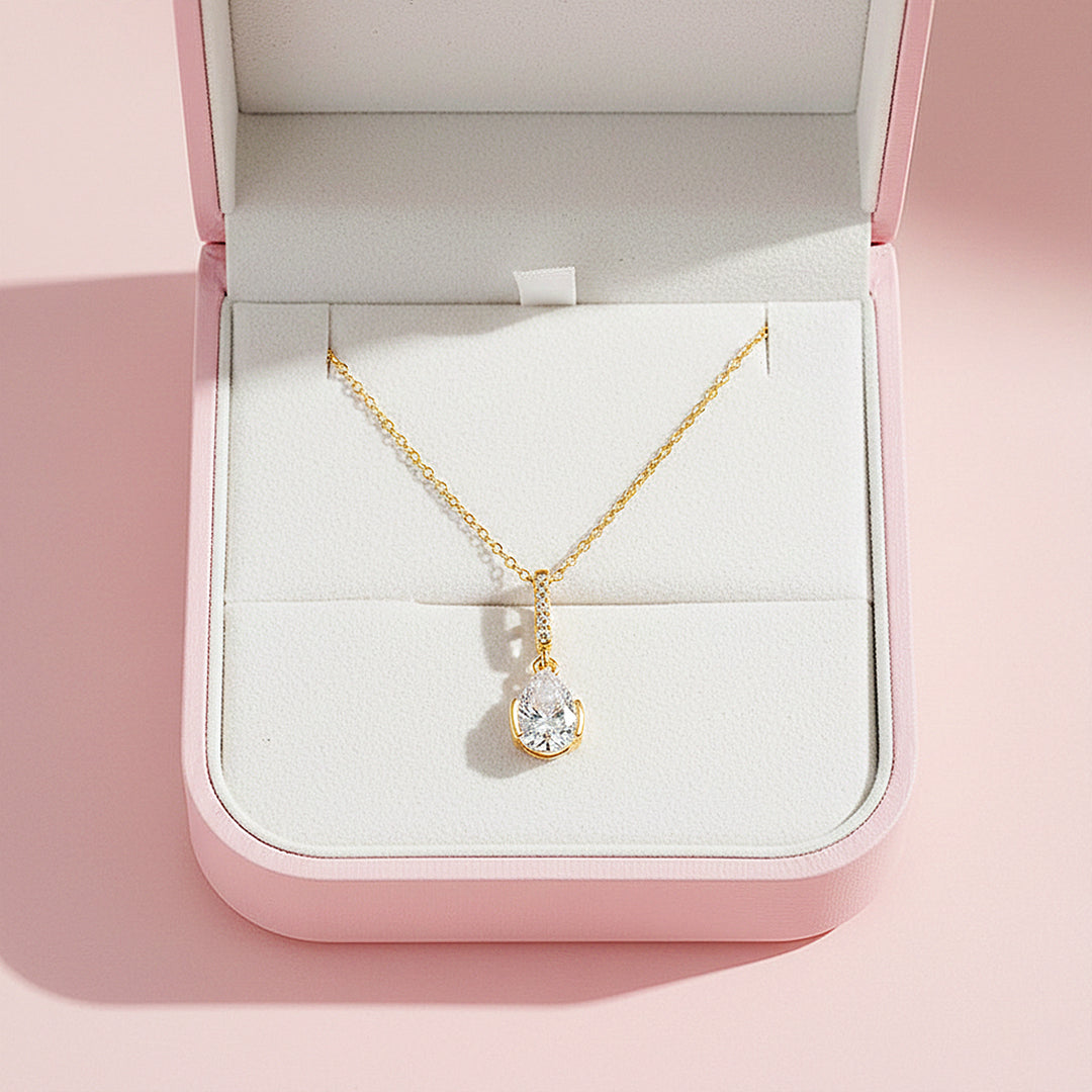 Pear Drop Pendant Necklace | Silver | Luxe4444 - Luxe Necklace | Singapore Jewellery, Wedding Rings &amp; Gifts | Same Day Delivery | Tiara.com.sg