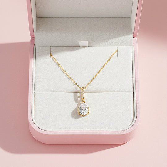 Pear Drop Pendant Necklace | Silver | Luxe4444 - Luxe Necklace | Singapore Jewellery, Wedding Rings &amp; Gifts | Same Day Delivery | Tiara.com.sg