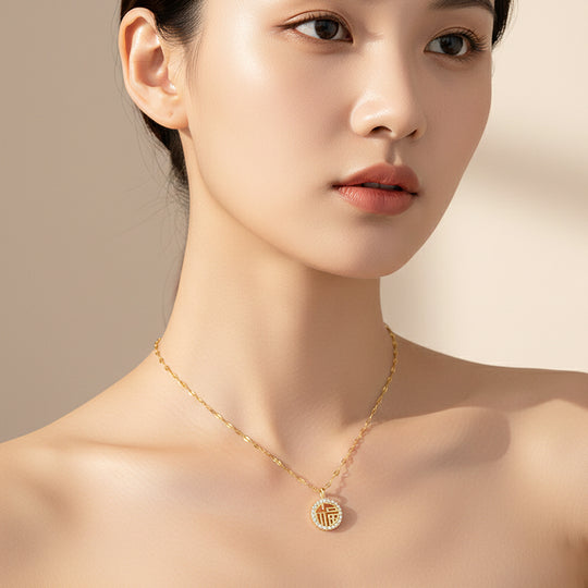 Circle Pendant Necklace | Gold | Luxe4445 - Luxe Necklace | Singapore Jewellery, Wedding Rings &amp; Gifts | Same Day Delivery | Tiara.com.sg