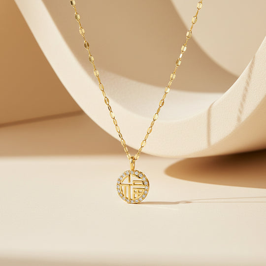 Circle Pendant Necklace | Gold | Luxe4445 - Luxe Necklace | Singapore Jewellery, Wedding Rings &amp; Gifts | Same Day Delivery | Tiara.com.sg
