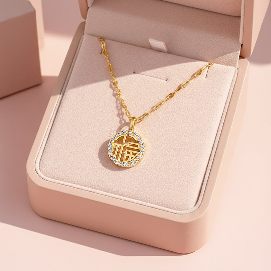 Circle Pendant Necklace | Gold | Luxe4445 - Luxe Necklace | Singapore Jewellery, Wedding Rings &amp; Gifts | Same Day Delivery | Tiara.com.sg