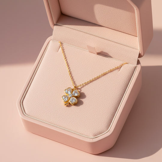 Four Leaf Clover Pendant Necklace | Silver/Gold | Luxe4447 - Luxe Necklace | Singapore Jewellery, Wedding Rings &amp; Gifts | Same Day Delivery | Tiara.com.sg