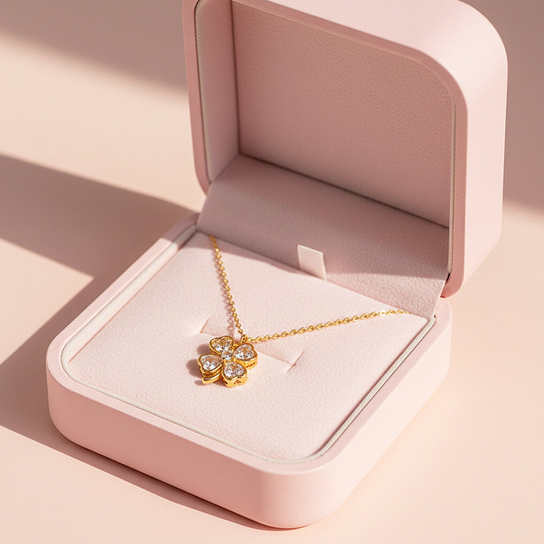 Four Leaf Clover Pendant Necklace | Silver/Gold | Luxe4447 - Luxe Necklace | Singapore Jewellery, Wedding Rings &amp; Gifts | Same Day Delivery | Tiara.com.sg