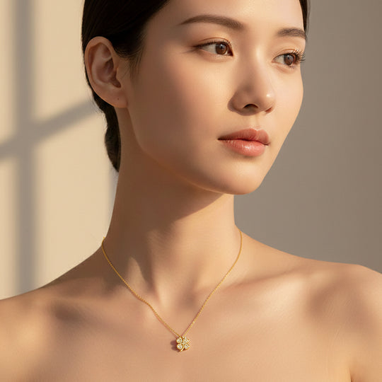 Four Leaf Clover Pendant Necklace | Silver/Gold | Luxe4447 - Luxe Necklace | Singapore Jewellery, Wedding Rings &amp; Gifts | Same Day Delivery | Tiara.com.sg