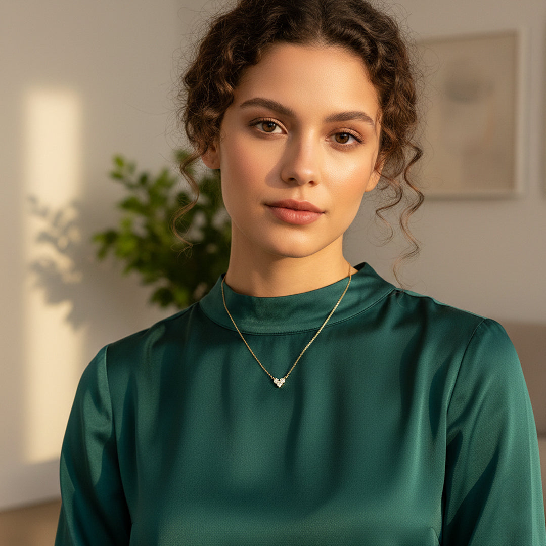 Heart Pendant Necklace | Gold | Luxe4448 - Luxe Necklace | Singapore Jewellery, Wedding Rings &amp; Gifts | Same Day Delivery | Tiara.com.sg