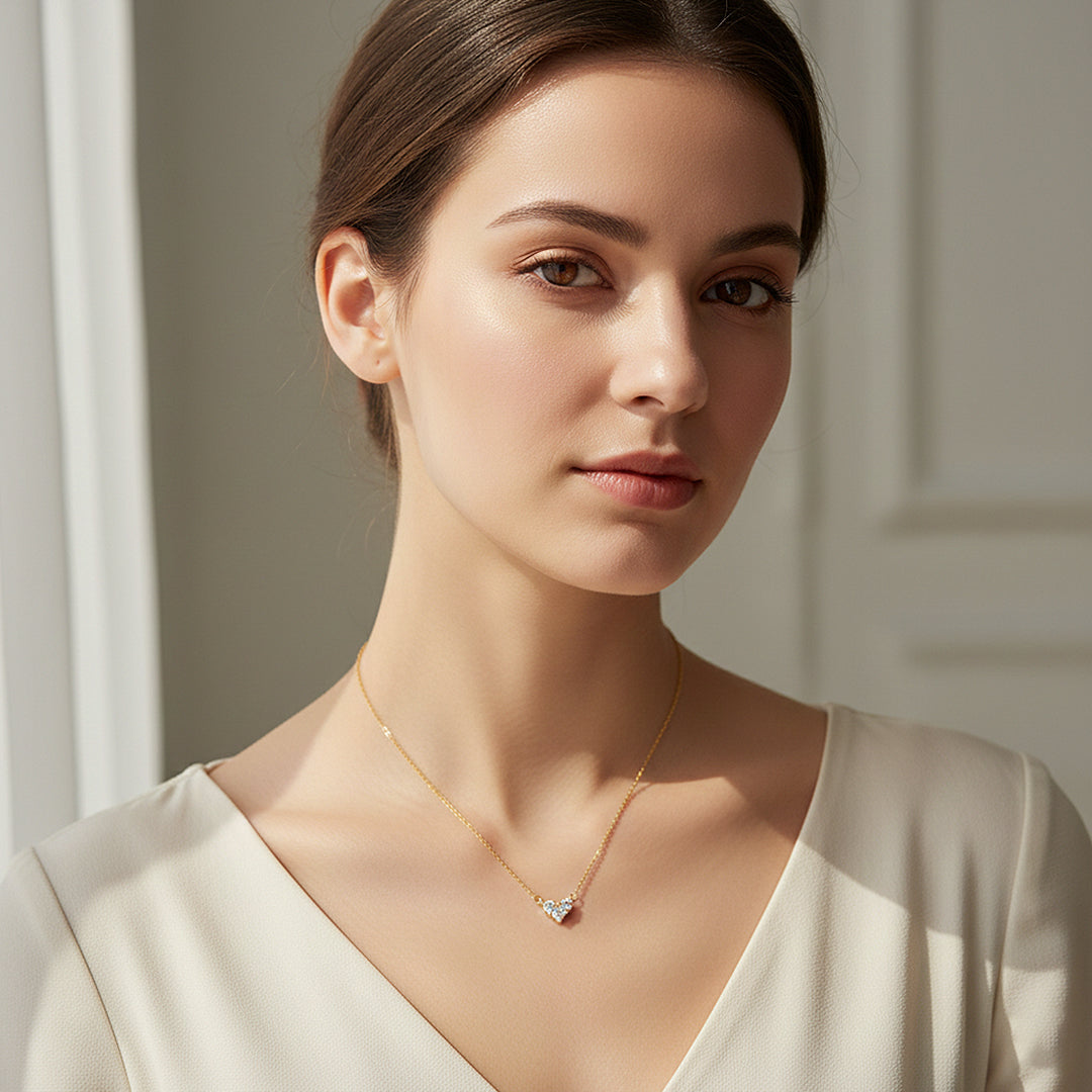Heart Pendant Necklace | Gold | Luxe4448 - Luxe Necklace | Singapore Jewellery, Wedding Rings &amp; Gifts | Same Day Delivery | Tiara.com.sg