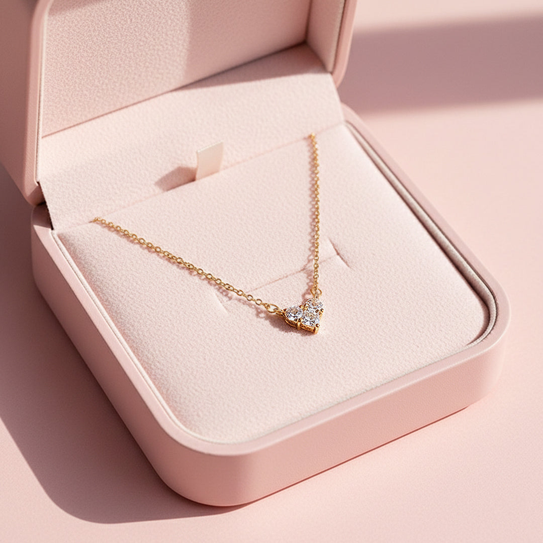Heart Pendant Necklace | Gold | Luxe4448 - Luxe Necklace | Singapore Jewellery, Wedding Rings &amp; Gifts | Same Day Delivery | Tiara.com.sg