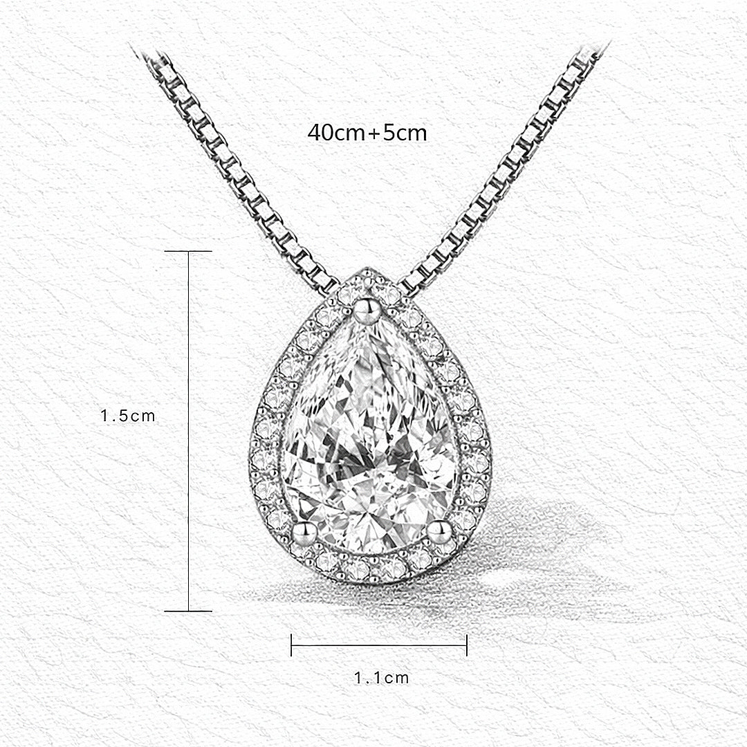 Teardrop Halo Pendant Necklace | Silver | Luxe4449 - Luxe Necklace | Singapore Jewellery, Wedding Rings &amp; Gifts | Same Day Delivery | Tiara.com.sg