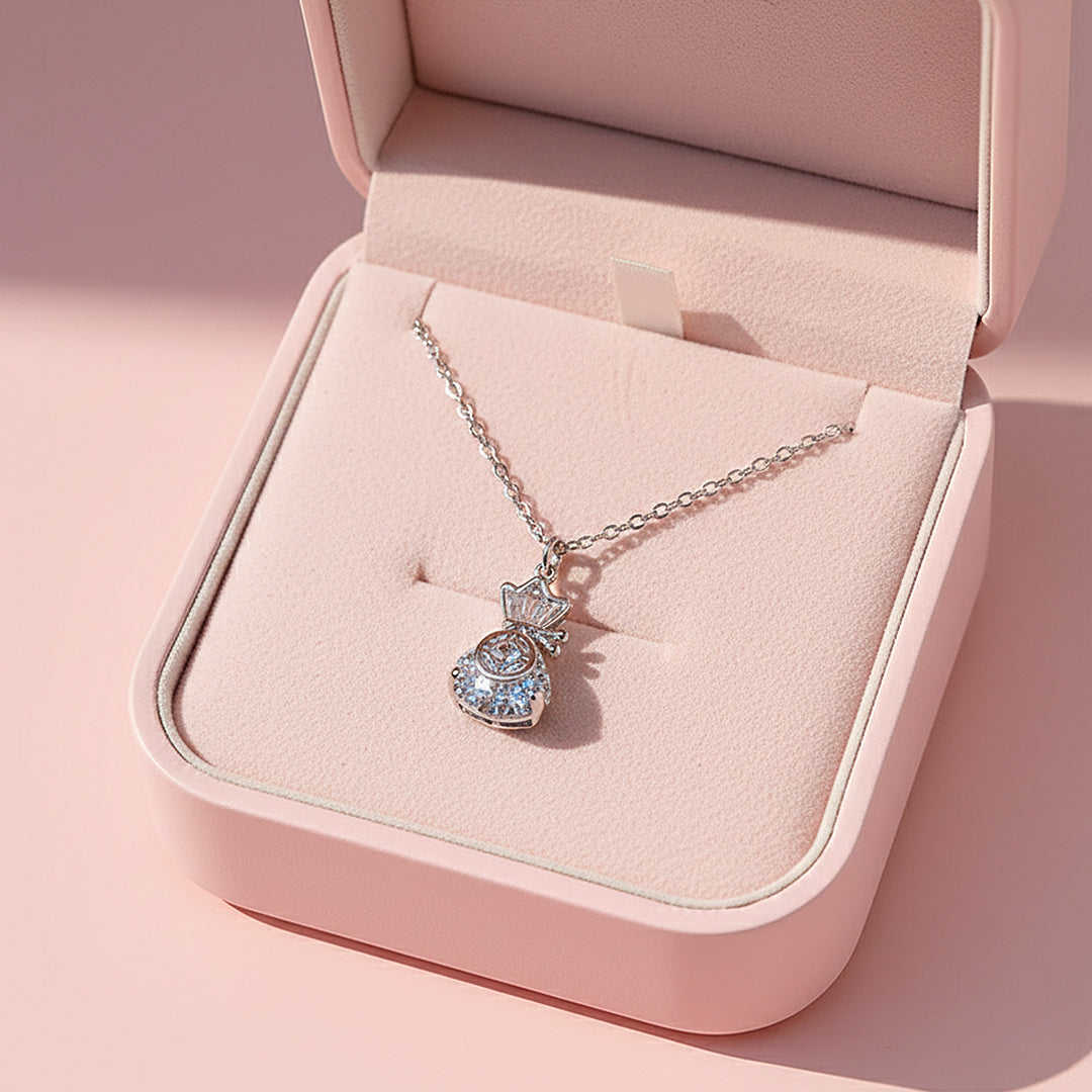 Fortune Pouch Pendant Necklace | Silver | Luxe4450 - Luxe Necklace | Singapore Jewellery, Wedding Rings & Gifts | Same Day Delivery | Tiara.com.sg