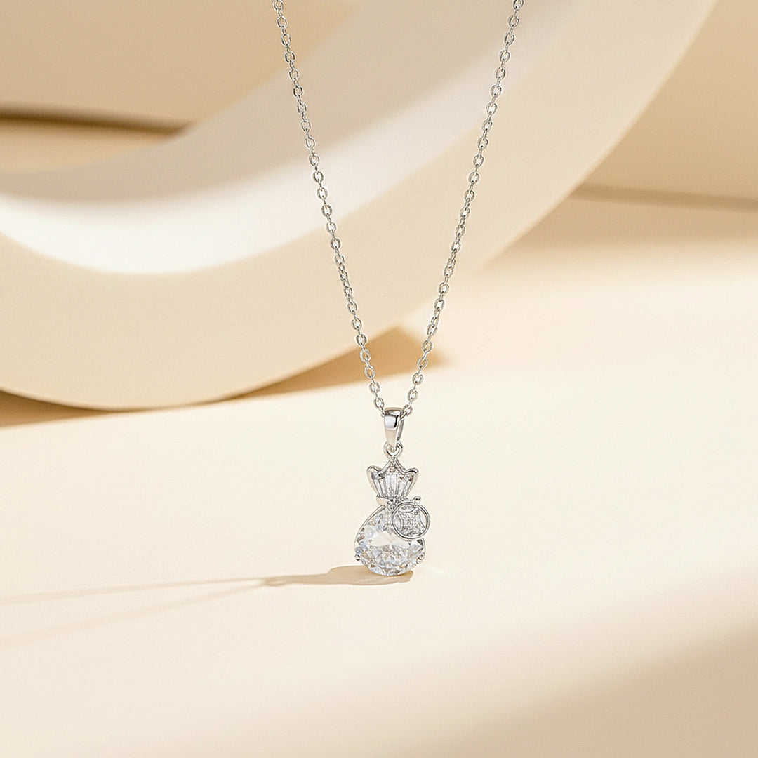 Fortune Pouch Pendant Necklace | Silver | Luxe4450 - Luxe Necklace | Singapore Jewellery, Wedding Rings &amp; Gifts | Same Day Delivery | Tiara.com.sg