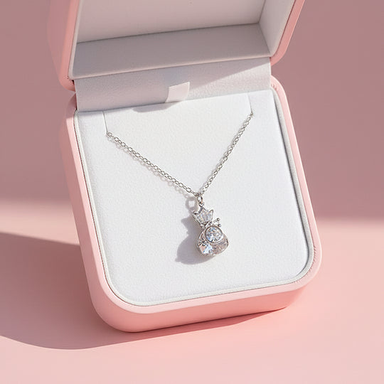 Fortune Pouch Pendant Necklace | Silver | Luxe4450 - Luxe Necklace | Singapore Jewellery, Wedding Rings &amp; Gifts | Same Day Delivery | Tiara.com.sg