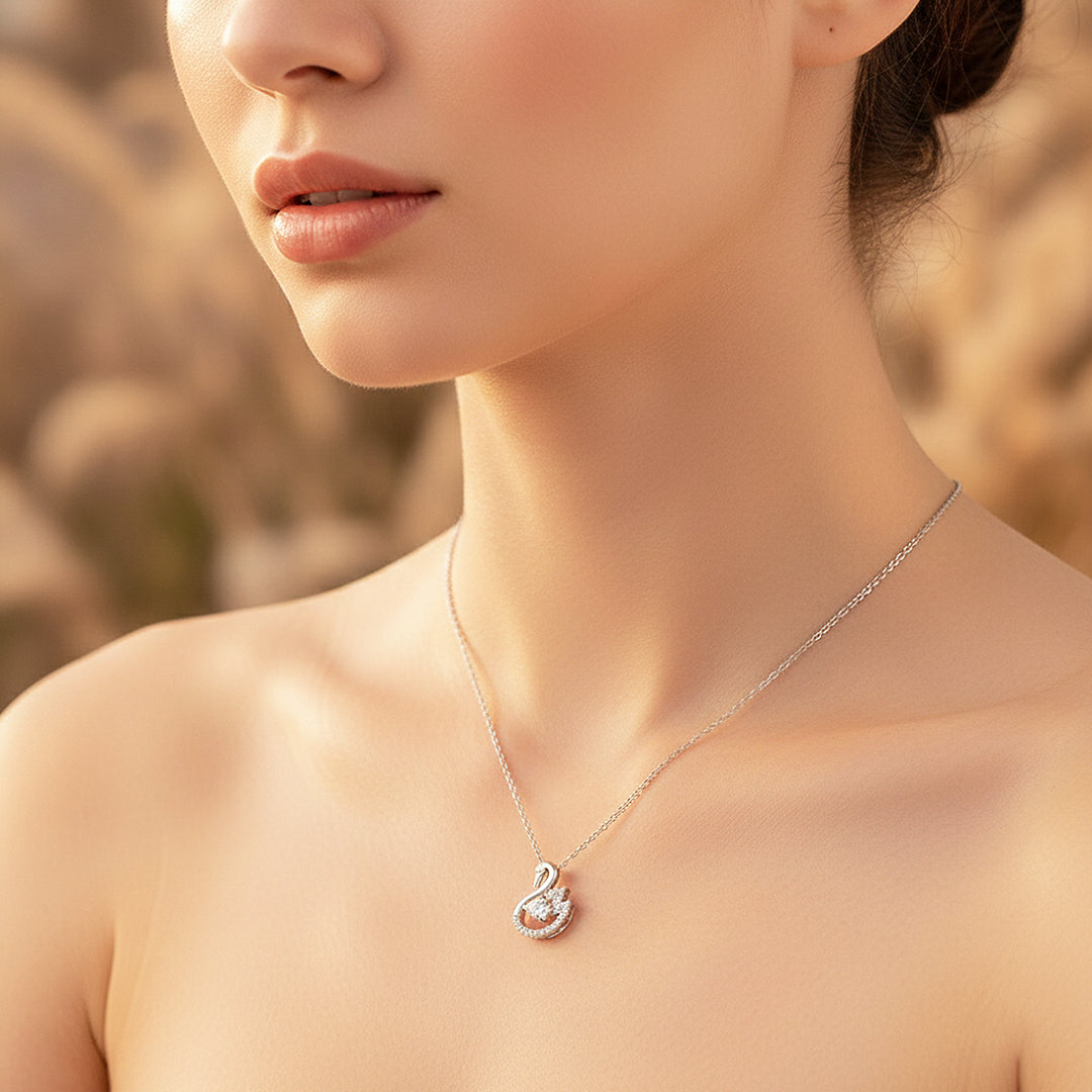 Silver Swan Pendant Necklace | Luxe4452 - Luxe Necklace | Singapore Jewellery, Wedding Rings &amp; Gifts | Same Day Delivery | Tiara.com.sg