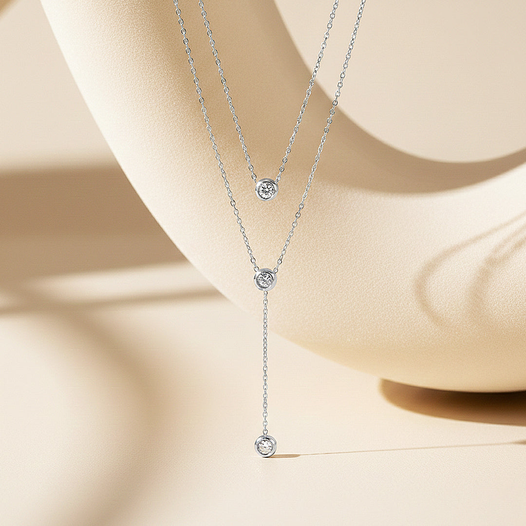 Lariat Pendant Necklace | Silver | Luxe4453 - Luxe Necklace | Singapore Jewellery, Wedding Rings &amp; Gifts | Same Day Delivery | Tiara.com.sg