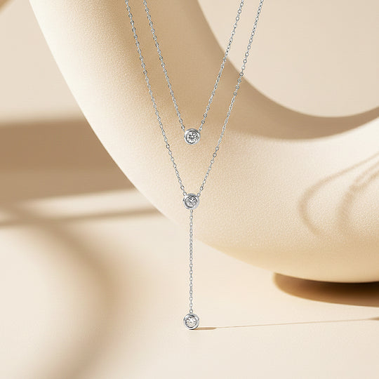 Lariat Pendant Necklace | Silver | Luxe4453 - Luxe Necklace | Singapore Jewellery, Wedding Rings &amp; Gifts | Same Day Delivery | Tiara.com.sg