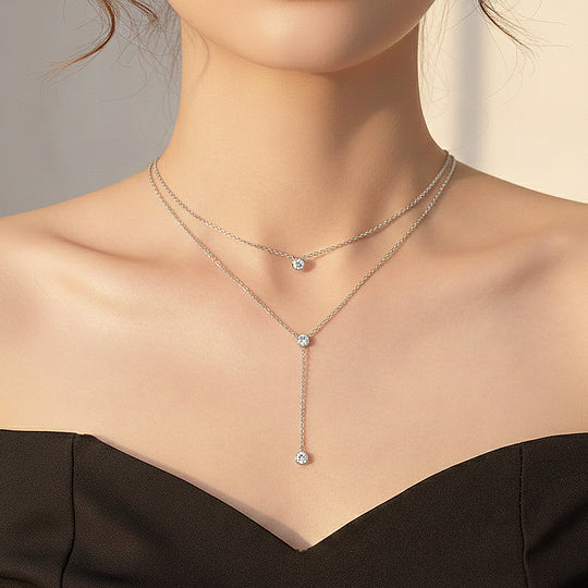 Lariat Pendant Necklace | Silver | Luxe4453 - Luxe Necklace | Singapore Jewellery, Wedding Rings &amp; Gifts | Same Day Delivery | Tiara.com.sg