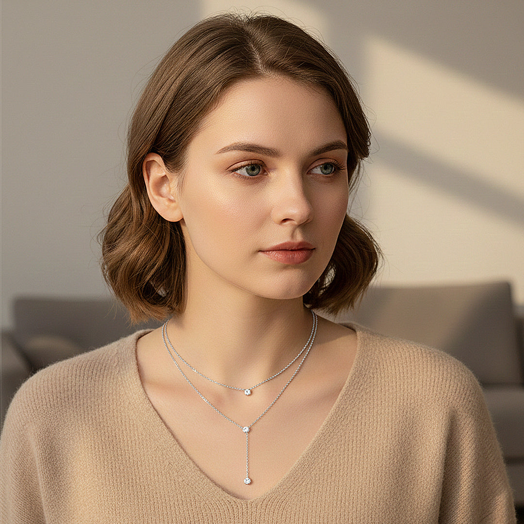 Lariat Pendant Necklace | Silver | Luxe4453 - Luxe Necklace | Singapore Jewellery, Wedding Rings &amp; Gifts | Same Day Delivery | Tiara.com.sg