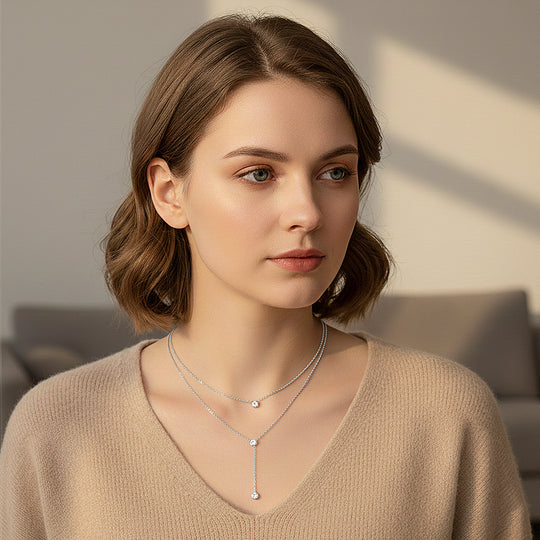 Lariat Pendant Necklace | Silver | Luxe4453 - Luxe Necklace | Singapore Jewellery, Wedding Rings &amp; Gifts | Same Day Delivery | Tiara.com.sg