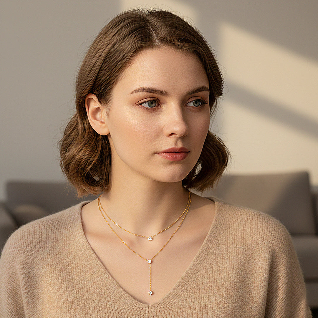 Lariat Pendant Necklace | Silver | Luxe4453 - Luxe Necklace | Singapore Jewellery, Wedding Rings &amp; Gifts | Same Day Delivery | Tiara.com.sg