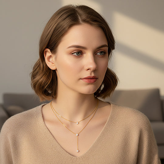 Lariat Pendant Necklace | Silver | Luxe4453 - Luxe Necklace | Singapore Jewellery, Wedding Rings &amp; Gifts | Same Day Delivery | Tiara.com.sg
