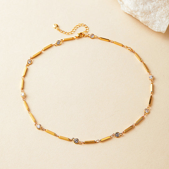 Bar Link Station Pendant Necklace | Gold | Luxe4455 - Luxe Necklace | Singapore Jewellery, Wedding Rings &amp; Gifts | Same Day Delivery | Tiara.com.sg