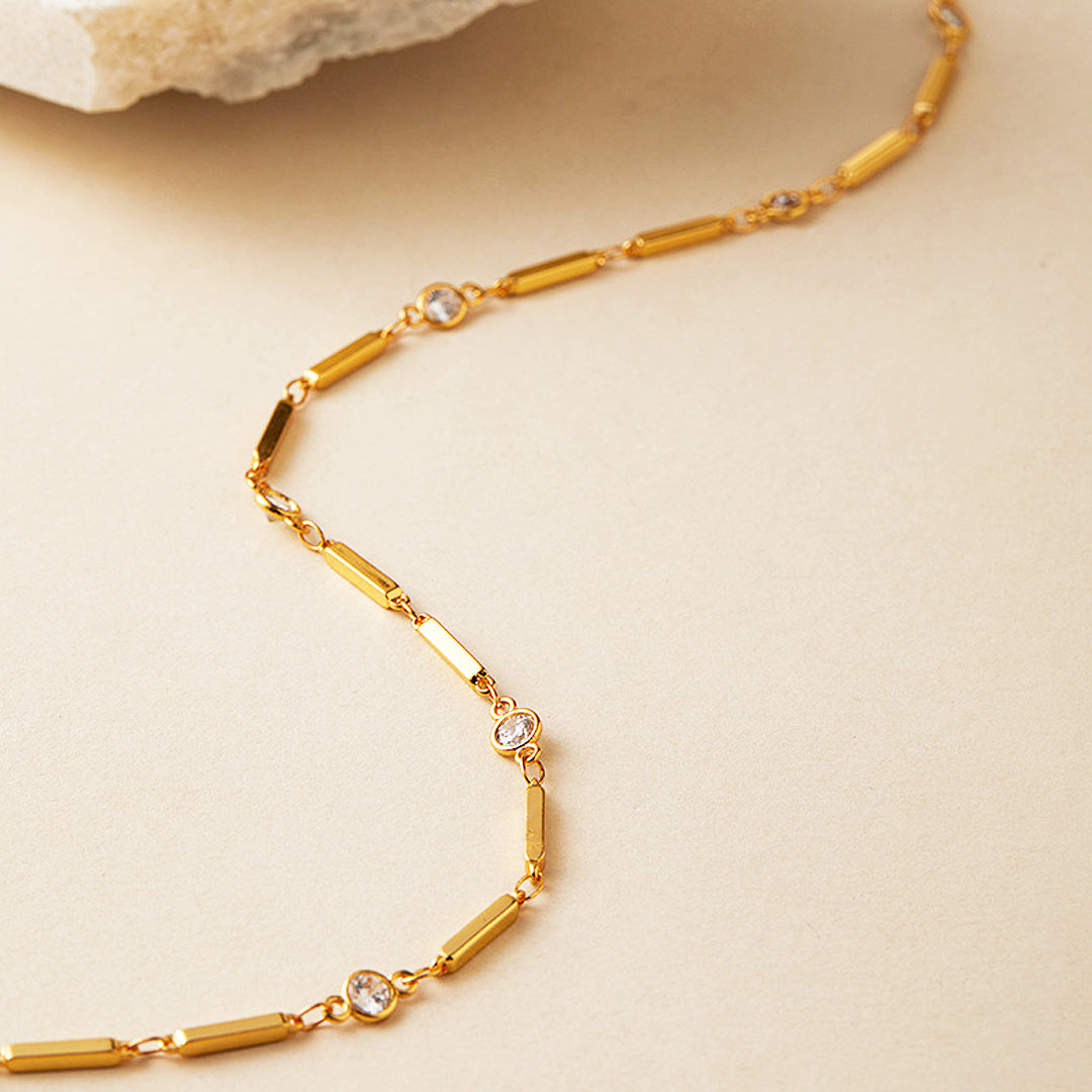 Bar Link Station Pendant Necklace | Gold | Luxe4455 - Luxe Necklace | Singapore Jewellery, Wedding Rings &amp; Gifts | Same Day Delivery | Tiara.com.sg