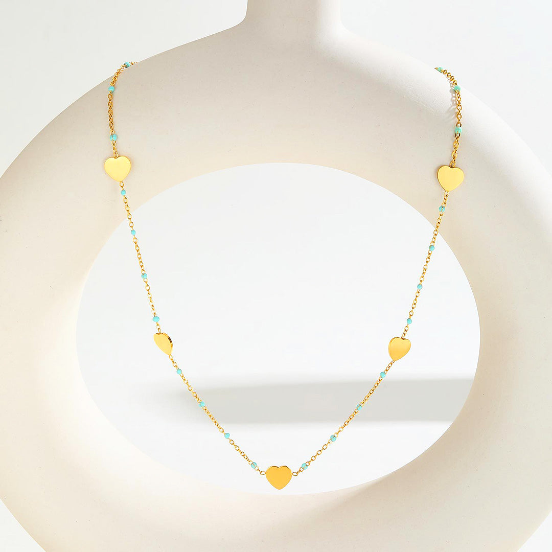 Heart Station Pendant Necklace | Gold | Luxe4456 - Luxe Necklace | Singapore Jewellery, Wedding Rings &amp; Gifts | Same Day Delivery | Tiara.com.sg