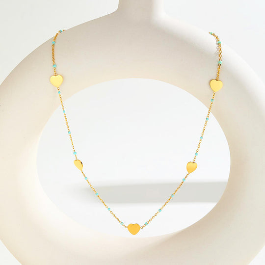 Heart Station Pendant Necklace | Gold | Luxe4456 - Luxe Necklace | Singapore Jewellery, Wedding Rings &amp; Gifts | Same Day Delivery | Tiara.com.sg