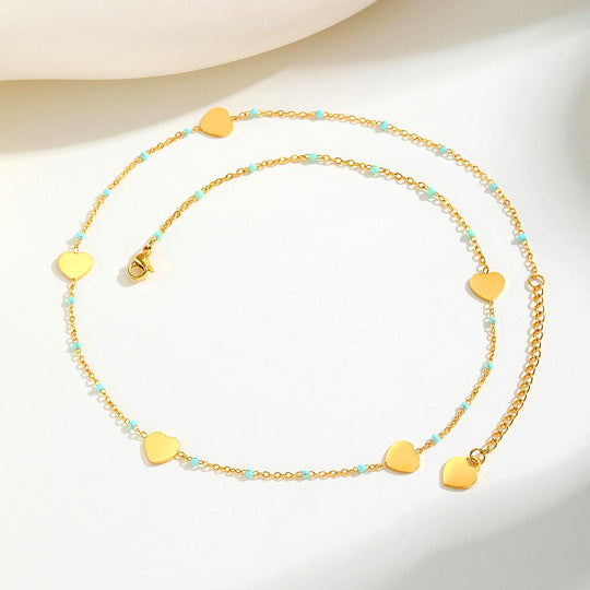 Heart Station Pendant Necklace | Gold | Luxe4456 - Luxe Necklace | Singapore Jewellery, Wedding Rings &amp; Gifts | Same Day Delivery | Tiara.com.sg