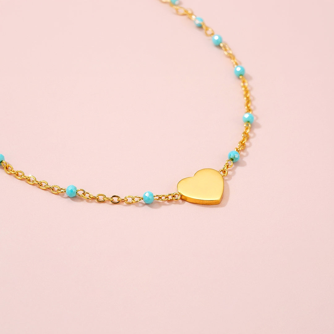 Heart Station Pendant Necklace | Gold | Luxe4456 - Luxe Necklace | Singapore Jewellery, Wedding Rings &amp; Gifts | Same Day Delivery | Tiara.com.sg