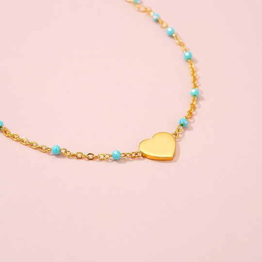 Heart Station Pendant Necklace | Gold | Luxe4456 - Luxe Necklace | Singapore Jewellery, Wedding Rings &amp; Gifts | Same Day Delivery | Tiara.com.sg