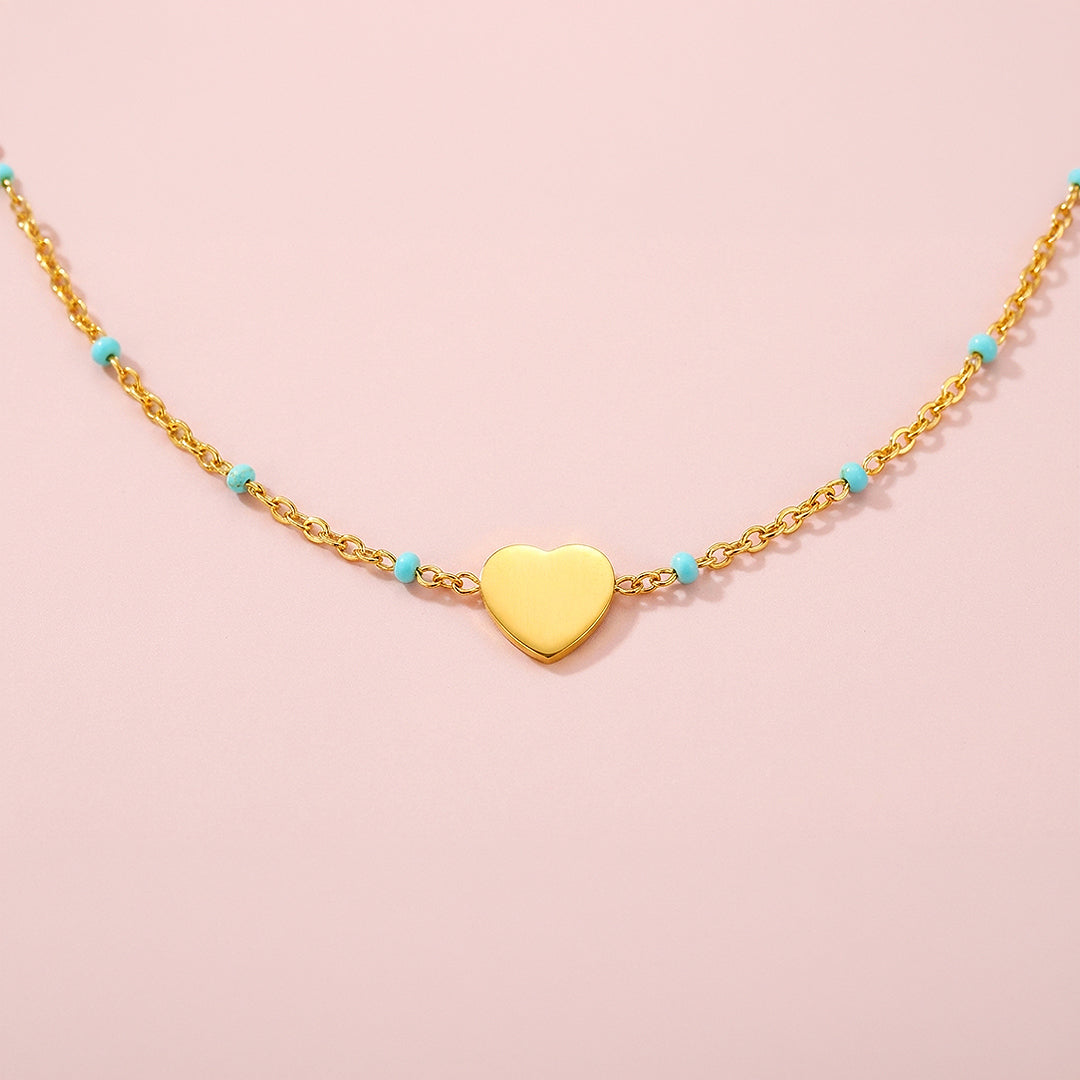 Heart Station Pendant Necklace | Gold | Luxe4456 - Luxe Necklace | Singapore Jewellery, Wedding Rings &amp; Gifts | Same Day Delivery | Tiara.com.sg