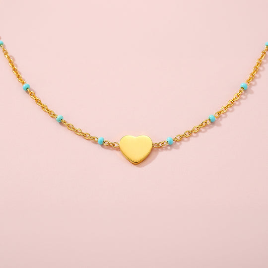 Heart Station Pendant Necklace | Gold | Luxe4456 - Luxe Necklace | Singapore Jewellery, Wedding Rings &amp; Gifts | Same Day Delivery | Tiara.com.sg