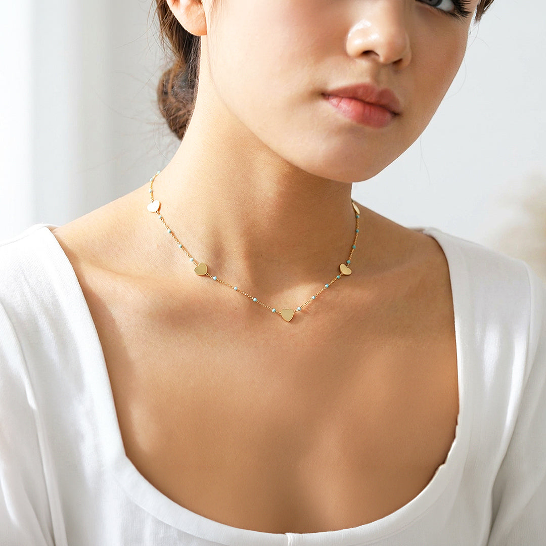 Heart Station Pendant Necklace | Gold | Luxe4456 - Luxe Necklace | Singapore Jewellery, Wedding Rings &amp; Gifts | Same Day Delivery | Tiara.com.sg