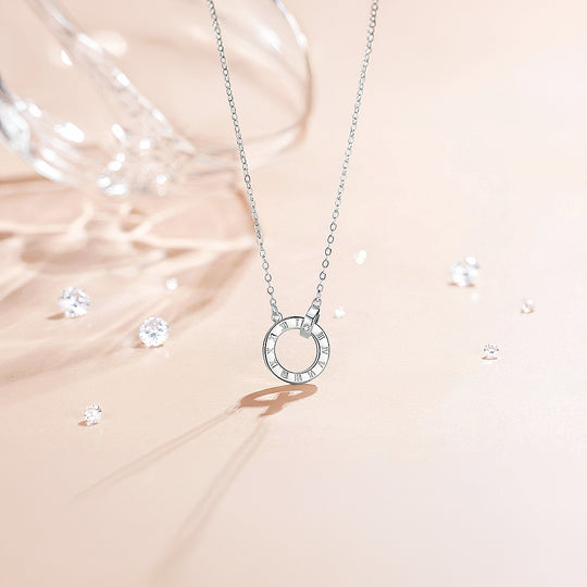Roman Circle Pendant Necklace | White Gold | Luxe4460 - Luxe Necklace | Singapore Jewellery, Wedding Rings &amp; Gifts | Same Day Delivery | Tiara.com.sg