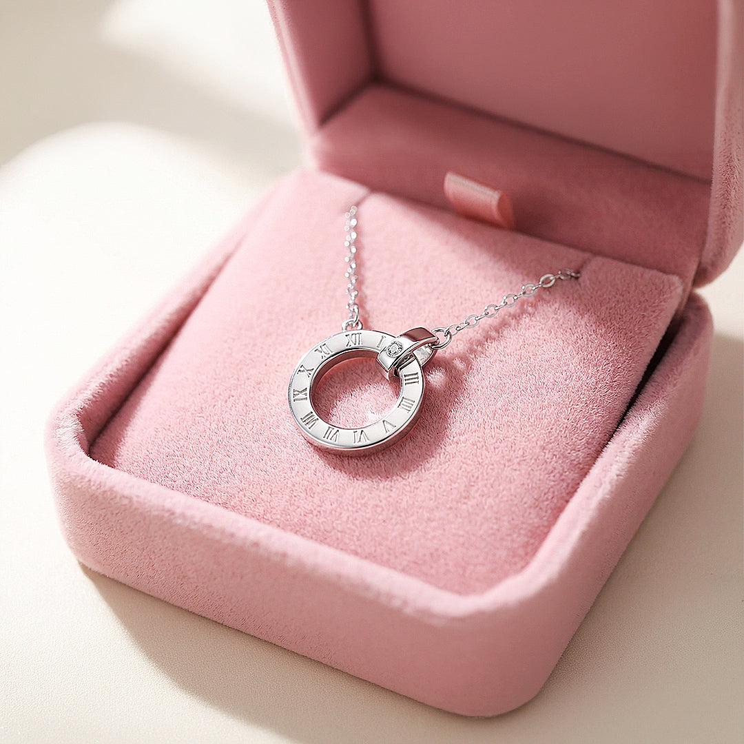 Roman Circle Pendant Necklace | White Gold | Luxe4460 - Luxe Necklace | Singapore Jewellery, Wedding Rings &amp; Gifts | Same Day Delivery | Tiara.com.sg
