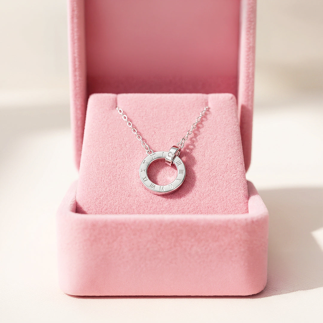 Roman Circle Pendant Necklace | White Gold | Luxe4460 - Luxe Necklace | Singapore Jewellery, Wedding Rings &amp; Gifts | Same Day Delivery | Tiara.com.sg